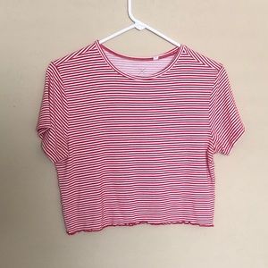 red and white striped crop top